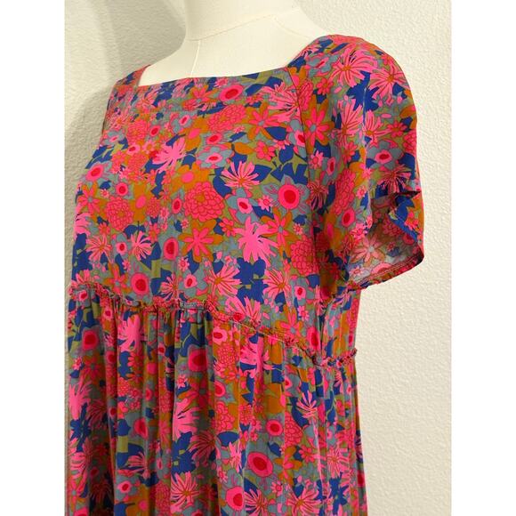 NATURAL LIFE Berkley Maxi Dress Floral Boho Cottagecore Pink Blue Green | MEDIUM - Picture 4 of 10